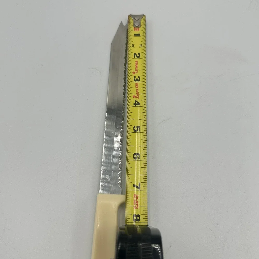 Hi-Temp Serrated Knife 12in Cream Vintage Forked Tip Stainless Steel Retro